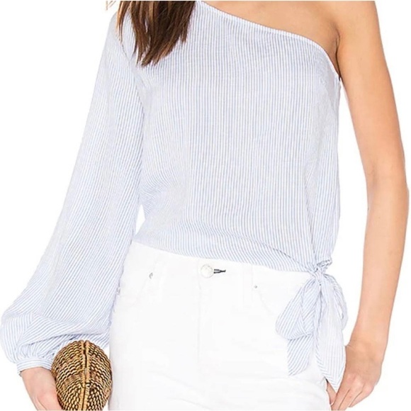 L'Academie Tops - L’ Academie romantic sleeve blue & white pinstripe shirt size S